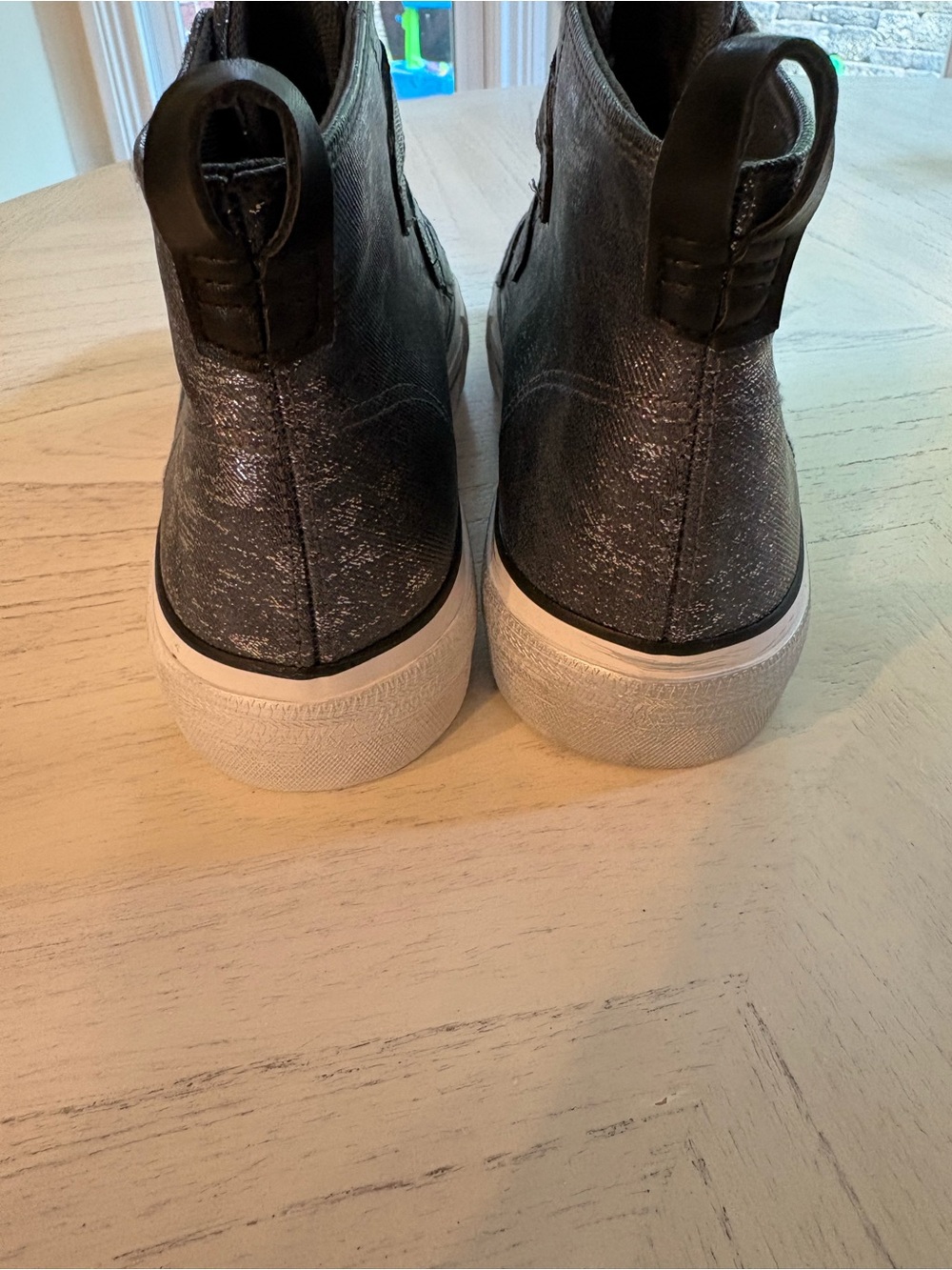 Blowfish Metallic Black High-Top Buckle Sneakers with White Toe - Picture 6 of 10